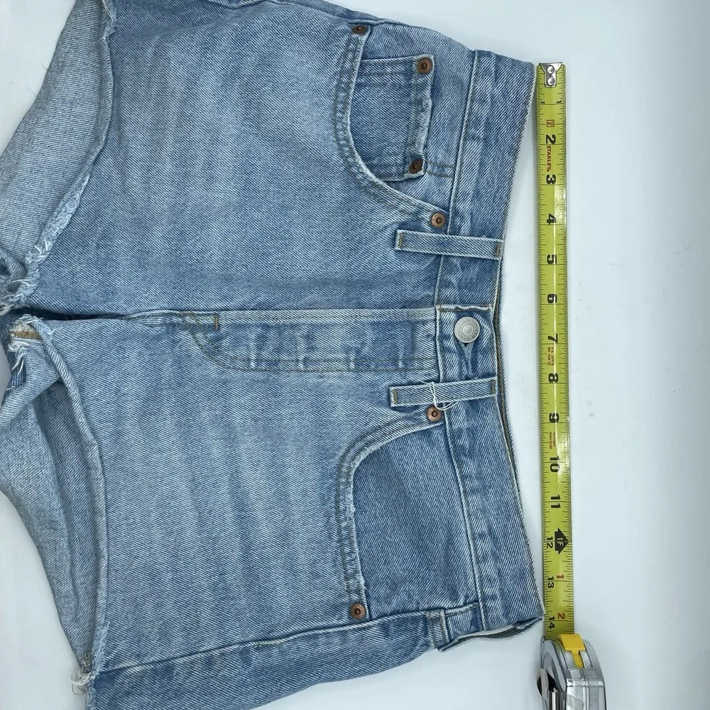 Levi's Women Shorts 24 Light‎ Blue Denim 501 Cut-Off Casual Button Fly